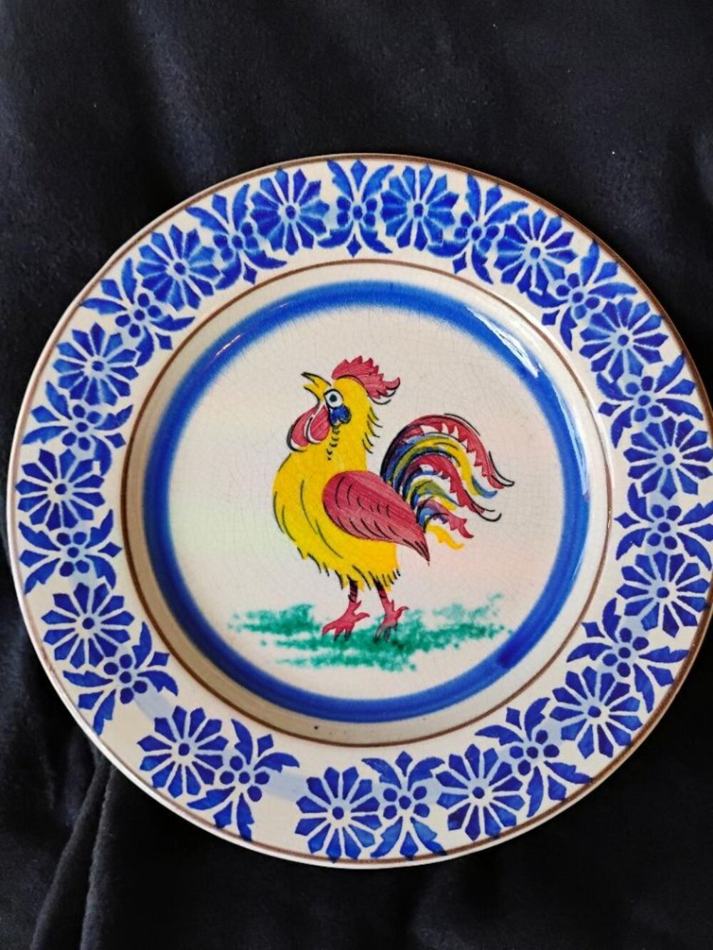 Portuguese folk art rooster plate